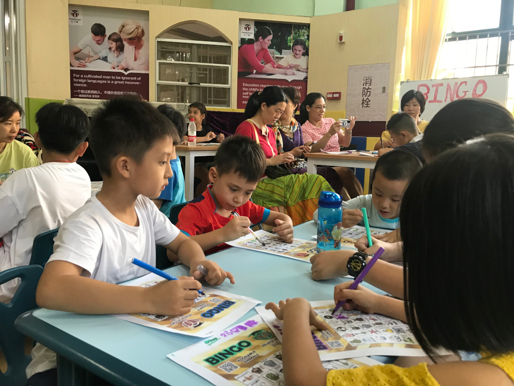 Children playing Bingo